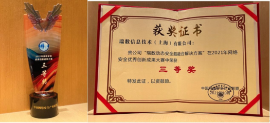 放榜!瑞数信息斩获&ldquo;2021年网络安全优秀创新成果大赛&rdquo;大奖